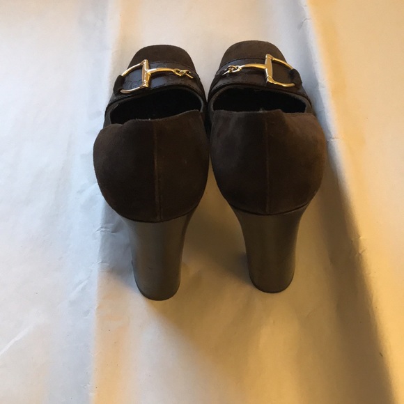 Gucci Pumps Chocolate Brown w/Silver Horse Bit Excellent Condition Size 10 - Picture 4 of 8